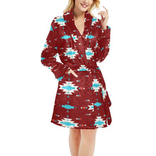 Load image into Gallery viewer, Burgundy Aztec Women's Western Bath Robe
