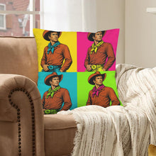 Load image into Gallery viewer, Baha Ranch The Last Roundup Bronc Rider Collage Throw Pillow Cover Made in America
