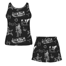 Load image into Gallery viewer, Baha Ranch Ranch Life Black Pajama Lounge Tank Shorts Set Made in America
