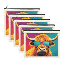 Load image into Gallery viewer, Cool Highland Cow Cosmetic Bag Pack of 5 Made in America
