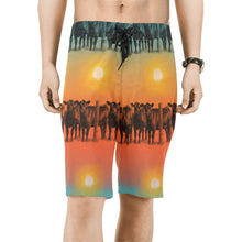 Load image into Gallery viewer, Sunset Cattle Ranch Men&#39;s Beach Board Shorts

