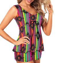 Load image into Gallery viewer, Neon Aztec Tankini &amp; Boy Shorts Swim Set
