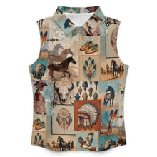 Load image into Gallery viewer, Bohemian Dreams Sleeveless Polo Tank Top

