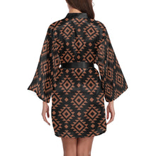 Load image into Gallery viewer, Brown Black Aztec Women&#39;s Lounge Kimono Robe
