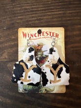Load image into Gallery viewer, Rocking Y brand cowhide earrings
