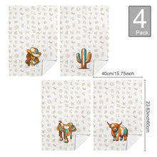 Load image into Gallery viewer, Set of 4 Minimalistic Western Highland Cow Cattle Brands Kitchen Towels Made in America
