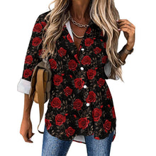 Load image into Gallery viewer, Colores De Mexico Romantic Red Roses Button Up Blouse
