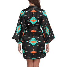 Load image into Gallery viewer, Orange Turquoise Women's Lounge Kimono Robe
