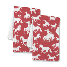 Load image into Gallery viewer, Red Rodeo Cowboy Set of 2 Dish Towels Made in America
