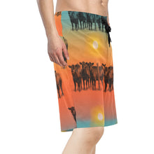 Load image into Gallery viewer, Sunset Cattle Ranch Men&#39;s Beach Board Shorts
