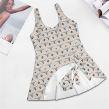 Load image into Gallery viewer, Turquoise Longhorn Skirted Swimsuit
