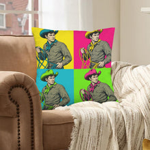Load image into Gallery viewer, Baha Ranch The Last Roundup Calf Roper Velvety SOft Throw Pillow Cover Made in America
