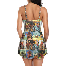 Load image into Gallery viewer, Vintage Cowboy Skirted Swimsuit
