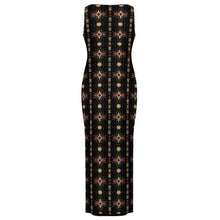 Load image into Gallery viewer, Black and Tan Aztec Sleeveless Bodycon Side Slit Maxi Dress
