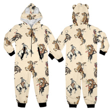 Load image into Gallery viewer, Vintage Cowgirl Big Kid Hooded Onesie Pajamas
