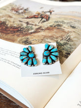 Load image into Gallery viewer, The Half Moon Turquoise Cluster Earrings
