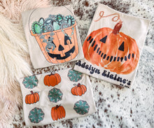 Load image into Gallery viewer, Pumpkin + Turquoise - Graphic Top
