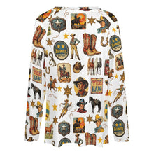 Load image into Gallery viewer, Baha Ranch Long Sleeve Vintage Cowboy Collage Top
