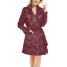Load image into Gallery viewer, Burgundy Longhorn Women's Western Bath Robe
