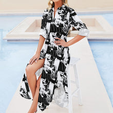 Load image into Gallery viewer, Black White Cowboy Western Duster Dress
