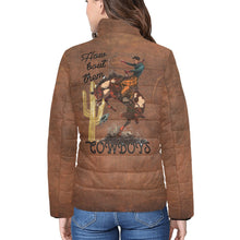 Load image into Gallery viewer, How Bout Them Cowboys Women's Puffy Bomber Jacket
