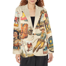 Load image into Gallery viewer, Old West Cowboy Western Cowgirl Vintage Retro Women's Blazer
