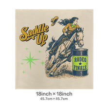 Load image into Gallery viewer, Baha Ranch Velvety Soft The Last Roundup Barrel Racer Throw Pillow Cover Made in America Custom Pillow Case 18x18inch | Ships from USA
