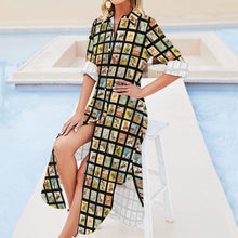 Load image into Gallery viewer, Vintage Cowboy Collage Western Shirt Dress Duster
