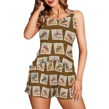 Load image into Gallery viewer, Baha Ranch Stamped Rodeo Cowboy Pajama Lounge Tank Shorts Set Made in America
