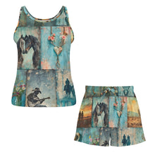 Load image into Gallery viewer, Baha Ranch Turquoise Dreams Pajama Lounge Tank Shorts Lounge Set Made in America
