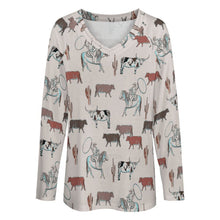 Load image into Gallery viewer, Baha Ranch Western Cow Cattle Long Sleeve Top
