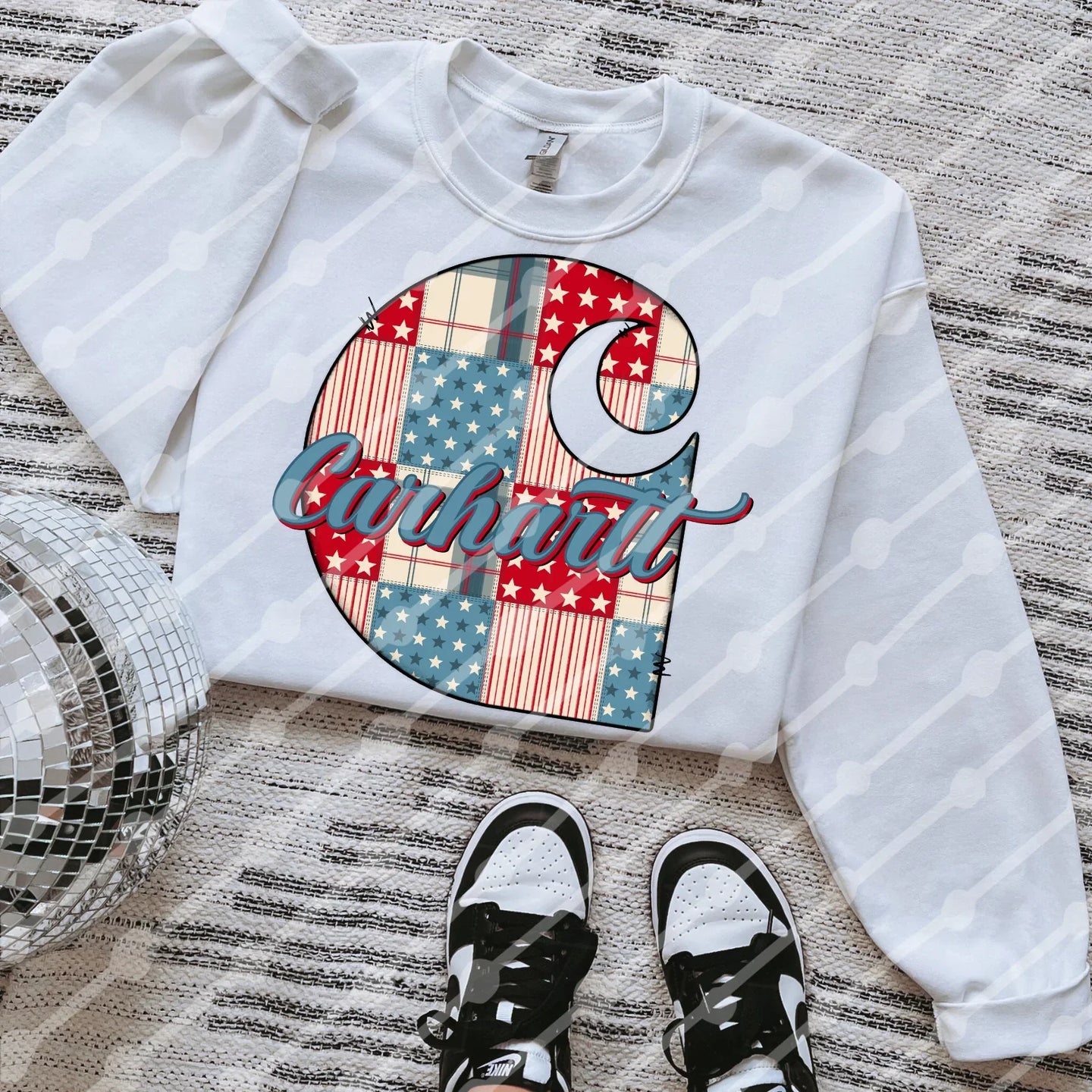 USA patchwork CH tee or sweatshirt 4th of July