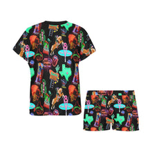 Load image into Gallery viewer, Vegas Neon Western Women&#39;s Short and Top Pajama Set
