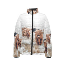 Load image into Gallery viewer, Highland Cow Herd Women's Puffy Bomber Jacket
