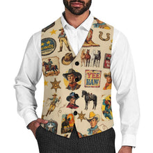 Load image into Gallery viewer, Baha Ranch Vintage Western Cowboy Collage Men's Sleeveless Suit Vest
