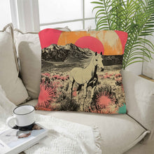 Load image into Gallery viewer, Baha Ranch Retro Pop Western Albino Steed Pillow Case Made in America
