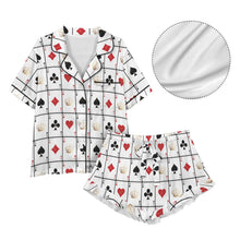 Load image into Gallery viewer, Vegas Gambling Satin Ruffle Pajama Set
