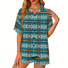 Load image into Gallery viewer, Baha Ranch Teal Aztec Women's Pajama Set Made in America
