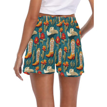 Load image into Gallery viewer, Women's Cactus Cowgirl Boot Beach Board Shorts
