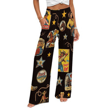 Load image into Gallery viewer, Baha Ranch Vintage Cowgirl Collage High Waisted Wide Leg Pants Inclusive Sizing
