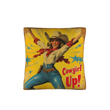 Load image into Gallery viewer, Vintage Cowgirl Up Throw Pillow Case 18 x 18 Made in America
