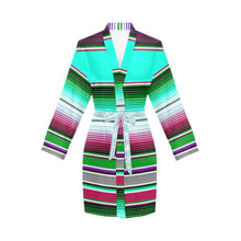 Load image into Gallery viewer, Turquoise Serape Women's Belted Satin Feel Dressing Lounge Robe
