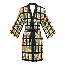 Load image into Gallery viewer, Vintage Cowboy Collage Satin Kimono Robe
