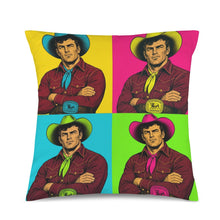 Load image into Gallery viewer, Baha Ranch The Last Roundup Steer Wrestler Collage Velvety Soft Throw Pillow Cover Made in America
