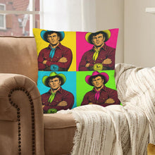 Load image into Gallery viewer, Baha Ranch The Last Roundup Steer Wrestler Collage Velvety Soft Throw Pillow Cover Made in America
