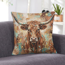Load image into Gallery viewer, Baha Ranch Velvety Soft Painted Bull Pillow Cover Made in America
