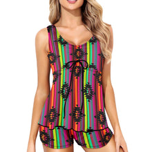 Load image into Gallery viewer, Neon Aztec Tankini &amp; Boy Shorts Swim Set
