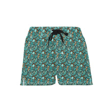 Load image into Gallery viewer, Women&#39;s All Turquoise Beach Board Shorts
