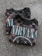 Load image into Gallery viewer, Upcycled By Katie Nirvana Smiley Face Tee – Hand-Bleached One-of-a-Kind (4T) Shirt – Graphic Teen
