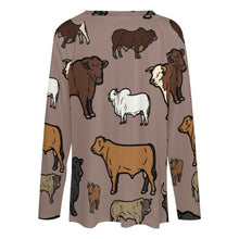 Load image into Gallery viewer, Baha Ranch Western Print Cows Cattle Long Sleeve Top
